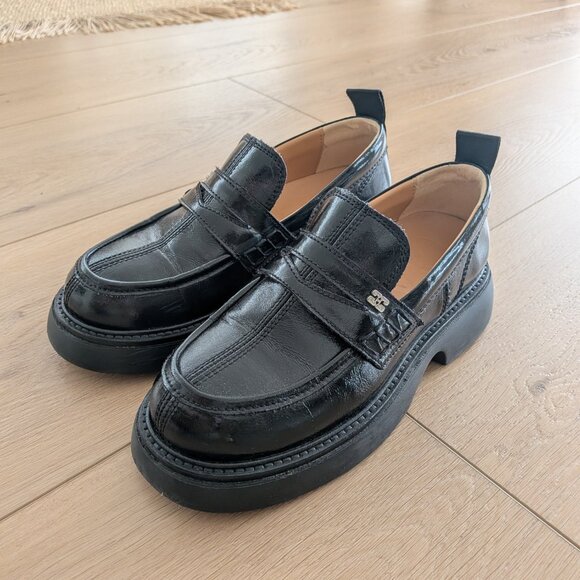 Ganni Black Everyday faux-leather Loafers - US 7 - Picture 4 of 7
